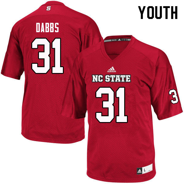 Youth #31 Tyler Dabbs NC State Wolfpack College Football Jerseys Sale-Red - Click Image to Close